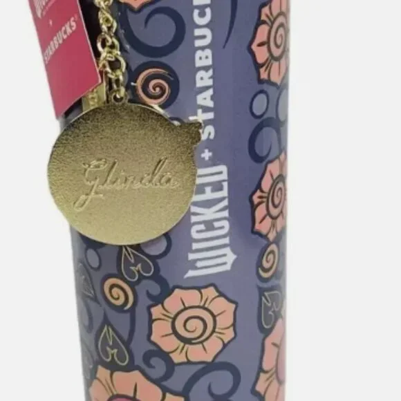 2024 Starbucks Wicked Glinda Pink Floral Tumbler & Charm 16oz 011161574